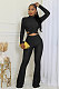 Women Solid Color Hollow Out Zipper Tops And Long Pants Casual 2 Pieces Sets NTY-7508