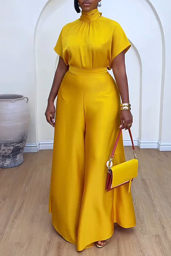 Women Solid Color Wide-leg Pants 2 Pieces Sets NY-10920