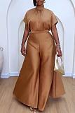 Women Solid Color Wide-leg Pants 2 Pieces Sets NY-10920
