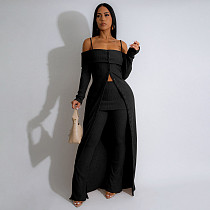 Sexy Off Shoulder Long Tops And Bodycon Pants Solid Color Women Sets YF-10812