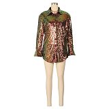 Fashion Sequins Women Long Sleeves Shirt Blouse AIL-293