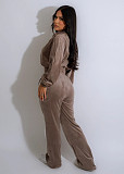 Fall Winter Women Velvet Zipper Jackets And Long Pants 2 Pieces Sets RC-3303