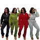 Casual Women Solid Color Turndown Collar Hoodie And Sporty Pants 2 Pieces Sets SFY-605