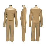 Women Off Shoulder Tops And Long Pants Leisure 2 Pieces Sets SFY-569