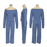 Women Off Shoulder Tops And Long Pants Leisure 2 Pieces Sets SFY-569