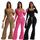 Sexy Long Sleeves Bodysuit And Long Pants Women Solid Color Sporty Sets SFY-601