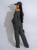 Women Off Shoulder Tops And Long Pants Leisure 2 Pieces Sets SFY-569