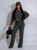 Women Off Shoulder Tops And Long Pants Leisure 2 Pieces Sets SFY-569