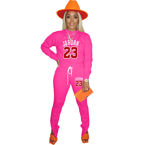 Women Round Neck T-shirt And Long Pants Sporty Sets XMY-9507