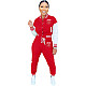 Stylish Women Patchwork Color Baseball Uniform Two-Piece Sets XMY-9504