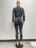 Women Long Sleeves Zipper Patchwork Casual Two-pieces Suit NIYA-8185