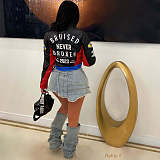 Street-printed Women Stand-up Collar Short Zipper Jacket YNS-2666