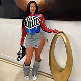 Street-printed Women Stand-up Collar Short Zipper Jacket YNS-2666