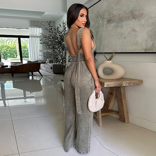 Sexy Backless V-neck Women Long Jumpsuits YF-10818