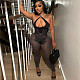 Sexy Hollow-out Women Halter Transparent Knit Romper RS-0149