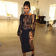 Sexy Hollow-out Women Round Collar Knit Long Sleeves Maxi Dresses RS-0098