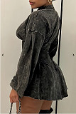 Women Long Sleeve Low-cut A-line Short Dresses YSY-8892