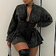 Women Long Sleeve Low-cut A-line Short Dresses RS-8892