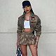 Women's Street Printed Long Sleeve Package Hip Skirt Suit SXE-K24S56521