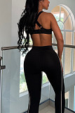 Black Long Sleeves Zipper Women Bodycon Long Pants Sets CN-0225