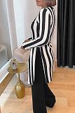 Women Stripes Prints Slit Tops And Long Pants 2 Pieces Sets NY-10929