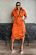 Women Solid Color Short Sleeve Pockets Maxi Dress NY-3320