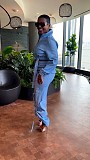 Women Long Sleeve Zipper Crop Top And Pockets Pants 2 Pieces Sets NY-3329