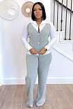 Women Casual Lapel Collar Patchwork Sweatshirt Two Pieces Suit NY-3310