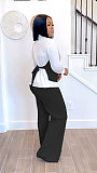 Women Casual Lapel Collar Patchwork Sweatshirt Two Pieces Suit NY-3310