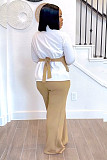 Women Casual Lapel Collar Patchwork Sweatshirt Two Pieces Suit NY-3310