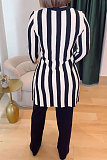 Women Stripes Prints Slit Tops And Long Pants 2 Pieces Sets NY-10929