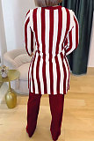 Women Stripes Prints Slit Tops And Long Pants 2 Pieces Sets NY-10929