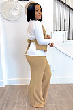 Women Casual Lapel Collar Patchwork Sweatshirt Two Pieces Suit NY-3310