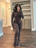 Casual Solid Color Women Long Sleeves Bodycon Flared Two-piece Set CH-24057