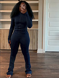 Casual Solid Color Women Long Sleeves Bodycon Flared Two-piece Set CH-24057