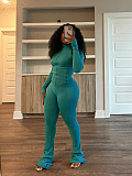 Casual Solid Color Women Long Sleeves Bodycon Flared Two-piece Set CH-24057