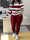 Fashion Stripes Letter Print Round Neck Women 2 Pieces Sets ZNN-SMC034