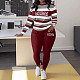 Fashion Stripes Letter Print Round Neck Women 2 Pieces Sets ZNN-SMC014