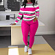 Fashion Stripes Patchwork Round Neck Women 2 Pieces Sets ZNN-SMC000