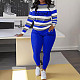 Fashion Stripes Letter Print Round Neck Women 2 Pieces Sets ZNN-SMC004