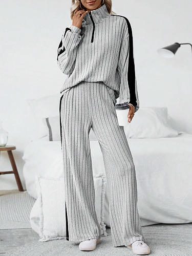Large Size Women Sets Casual Lapel Tops And Wide-leg Long Pants HX-2429