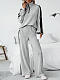 Large Size Women Sets Casual Lapel Tops And Wide-leg Long Pants HX-2429