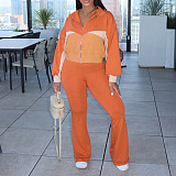 Women's Color Matching Coat Long-sleeved Sportswear Two-piece Sets AIL-301