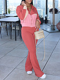 Women's Color Matching Coat Long-sleeved Sportswear Two-piece Sets AIL-301