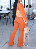 Women's Color Matching Coat Long-sleeved Sportswear Two-piece Sets AIL-301