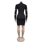 Fashion Women Long Sleeve Hot Drilling Package Hip Mini Dresses BY-7138