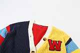 Women's fashion colorful letter knitted button short long-sleeved coat DLS-W24L52789