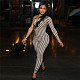 Women's striped hollow-out sexy bodycon jumpsuit DLS-R24Q58673