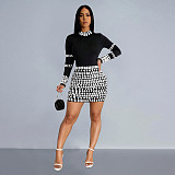 Fashion Women Long Sleeve Hot Drilling Package Hip Mini Dresses BY-7138