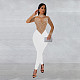 Sexy Women Long Sleeve Perspective Mesh Hot Drilling Patchwork Jumpsuit BY-7137